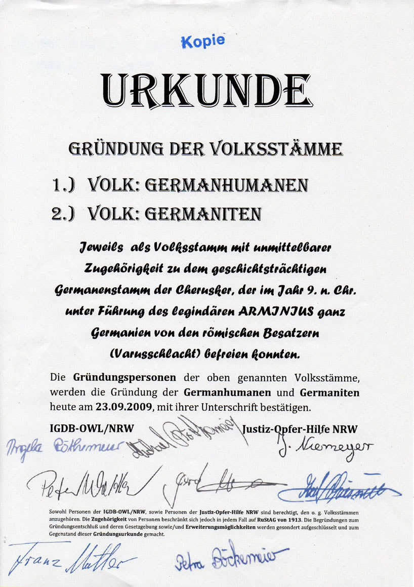 Gruendungs-Urkunde Gruendungs-Urkunde